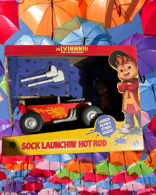 Alvin and the Chips Sock launching Fisher Price Hot Rod New in box